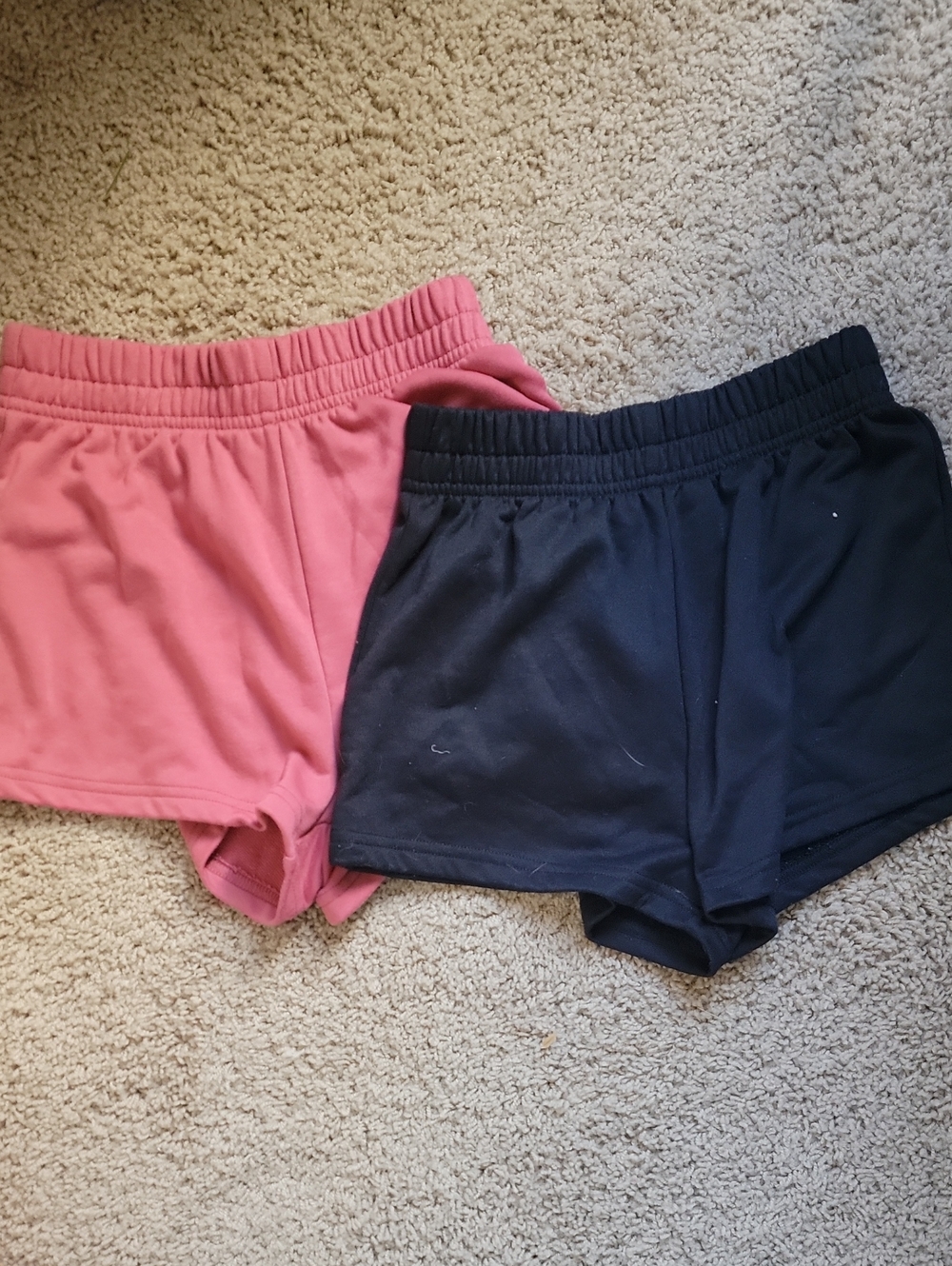 SHEIN Pink & Black Elastic Waist Athletic Shorts